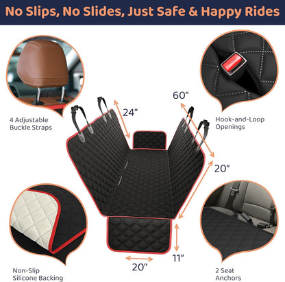 XL Dog Car Seat Cover for Back Seat, Waterproof Hammock for Car, SUV & Truck, Non-Slip Backseat Cover for Dogs, Heavy-Duty Dog Hammock Style Seat Protector Pets, Easy to Install & Clean