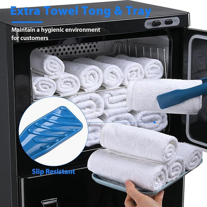 AW BYOOTIQUE Spa Towel Warmer Cabinet for Facial, 46L Extra Large Capacity, 2in1 Professional Black Double Hot Towel Cabinet Heater Machine for Beauty Salon,Barber,Massage,Hair Salon,Estheticians