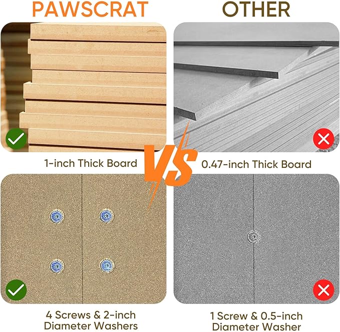 PAWSCRAT Cat Scratching Post 32 Inch High, 5.5 Inch Large Diameter Natural Sisal Cat Scratch Post, Scratch-Resistant and Durable Tall Cat Scratcher for Indoor Cats, Protect Your Furniture, Yellow