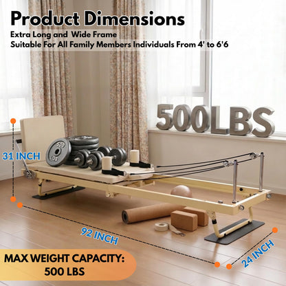 BIOCOR 92" 2ND Gen Extended Pilates Reformer, Foldable Pilates Machine with Pilates Ring Circle & Headrest, Jumpboard, Dual Resistance Springs, Pilates Equipment for Home Workout, up to 500 lbs
