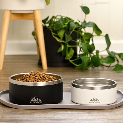 Hydrapeak Dog Bowl; Non Slip Stainless Steel; Water and Food Dish; Large Sized and Small Dogs; 32oz 64oz; Multiple Sizes; 4 Cup | Storm