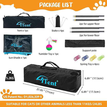 Cat Enclosure Kitten and Cat Tower Tent for Indoor and Outdoor,3 Tier Cat Cage Inside, X-Large Outdoor Catio,Portable and Foldable,Two Doors Design can Assemble More Shapes (Patented)