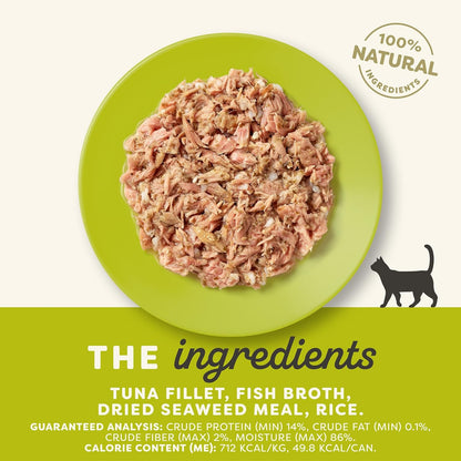 Applaws Natural Wet Cat Food, 24 Count, Limited Ingredient Canned Wet Cat Food, Tuna with Seaweed in Broth, 2.47oz Cans