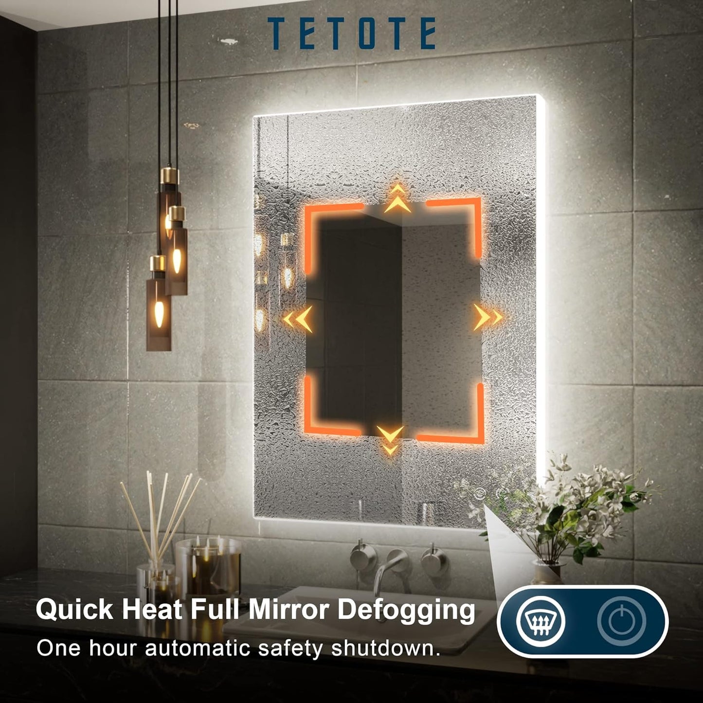 TETOTE Backlit Mirror for Bathroom, 20x28 Inch Vanity Mirror with Light, LED Anti-Fog Bathroom Mirrors, Modern Dimmable, CRI90+, Waterproof Lighted Mirror, Horizontal/Vertical Wall Mirror
