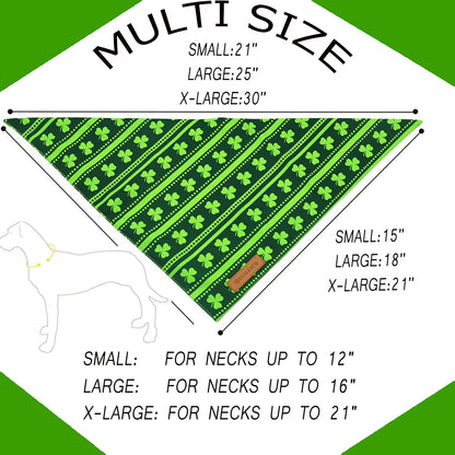 Realeaf St. Patrick's Day Dog Bandanas 2 Pack, Reversible Green Shamrock Pet Scarf for Boy and Girl, Premium Durable Fabric, Holiday Bandana for Small Medium Large and Extra Large Dogs (Small)