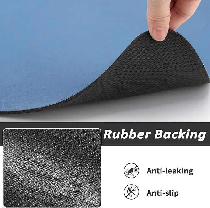 Dog Food Mat - Absorbent Cat Mat for Food and Water, No Stains Pet Feeding Bowl Mat, Easy to Clean Pet Placemats, Quick Dry Dog Water Dispenser Mat for Messy Drinkers | Paw Blue 18"x28"
