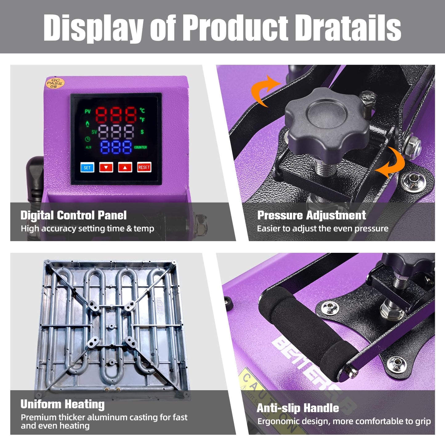 BetterSub Heat Press Machine 15x15 Inch, Digital Slide Out Drawer Heat Press for T-Shirts, 1000W Heat Press Machine for DTF, Sublimation, HTV Transfers, with LCD Control Panel & Pressure Adjustment