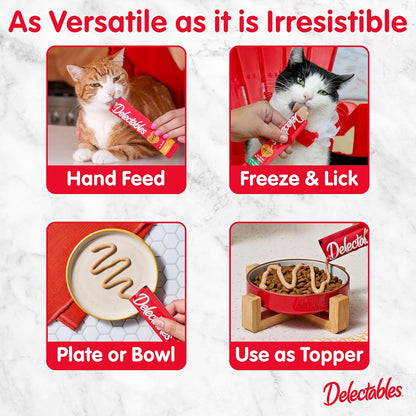 Delectables Squeeze Up Creamy Squeezable Puree, Lickable Wet Cat Treats, Grain Free, No Added Fillers, No By-Products, No Added Preservatives, 0.5 Ounces Tube Chicken with Catnip, 32 Tubes Total