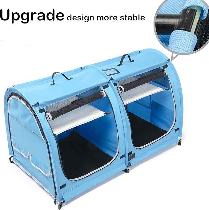 Mispace Portable 2 Pet Carriers for Cats Collapsible Cat Condo for Car Travel Pet Kennel Show Cages with Portable Carry Bag Hammocks Mats and Litter Box
