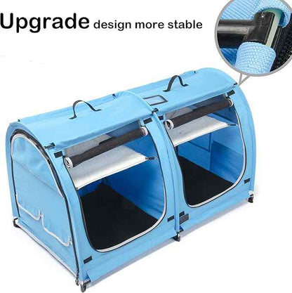 Mispace Portable 2 Pet Carriers for Cats Collapsible Cat Condo for Car Travel Pet Kennel Show Cages with Portable Carry Bag Hammocks Mats and Litter Box