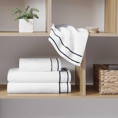 Tommy Hilfiger - Bath Towels, 100% Soft & Absorbent Plush Cotton with Zero Twist Constructions, Quick Dry and Medium Weight Bathroom Towels (Legacy White, 6 Piece)