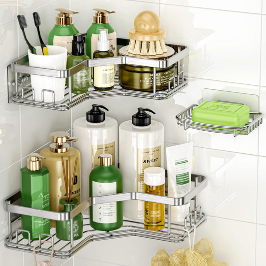 MAXIFFE Shower Caddy Organizer, 3-Pack Corner Shower Caddy Organizer Shelves Storage Rack Accessories for Bathroom Countertop Home Decor Set, Black