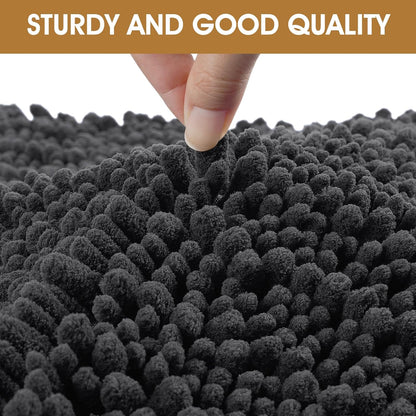 IM HOME Extra Large Dog Door Mats for Muddy Paws, Chenille Absorbent Dog Mats, Non Slip Heavy Mud Mat for Dogs, Soft Pet Mat for Entryway, Mud Paws, Inside Floor,71" x 25", Dark Grey