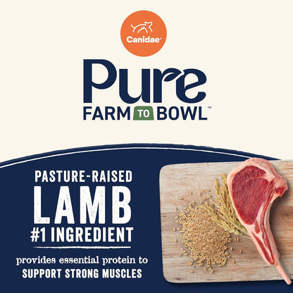 CANIDAE Pure Farm to Bowl Pasture-Raised Lamb & Brown Rice Dog Food, Adult Dog Food, 4lb