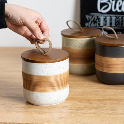 Spice Jars with Lid, Coffee Container Kitchen Food Storage Jars for Spice Sugar Tea Bag, Stackable Decorative Jars for Countertop, White & 37 fl.oz