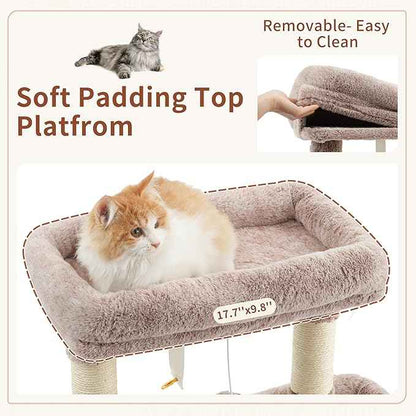 Cat Tree for Indoor Cats, 55.1 inch Cat Tower with 7 Sisal Scratching Posts, Multi-Level Cat Condo wit Large Play Platform Furry Ball, Cat Cave, 2 Padded Perches, Basket, Mushroom GCT013MU