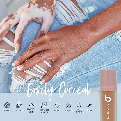 Best Bronze Bombshell Body Makeup - Tattoo Cover Up Makeup & Body Foundation Waterproof - Tattoo Concealer Waterproof for Scars, Varicose Veins Cover Up & Leg Foundation (NW50 Rich Coffee Neutral)