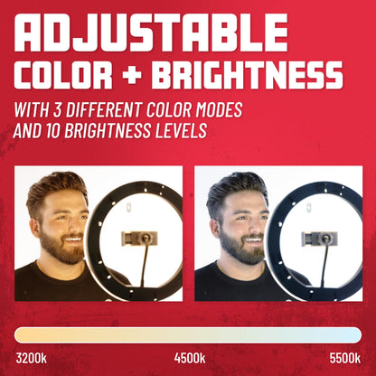 Gator Frameworks 10-Inch Led Desktop Ring Light Stand With Phone Holder And Compact Weighted Base, (Gfw-Ringlightdsktp)