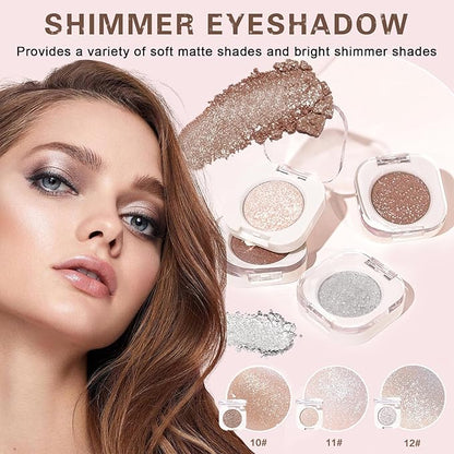 Shimmer Eyeshadow,Single Eye Shadow for Older Women,Blushing Lizard Eyeshadow Makeup,Lightweight Blendable Formula,Sombras de Ojos Profesional (10 Cowboy)