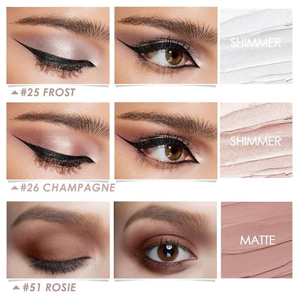 FOCALLURE 3PCS Cream Eyeshadow Stick Sets,Matte and Shimmer Eye Brightener, High Pigmented Crease-proof Pencil,Long Lasting Eye Shadow Highlighter Makeup,Starlight Pink