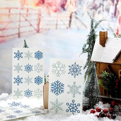 Kathfly 180 Pcs Snowflake Temporary Tattoos Winter Christmas Glitter Sticker Party Decorations Supplies Favors Gifts Cute Apparel Accessories for Body Face Women Party Supplies(Snowflake)
