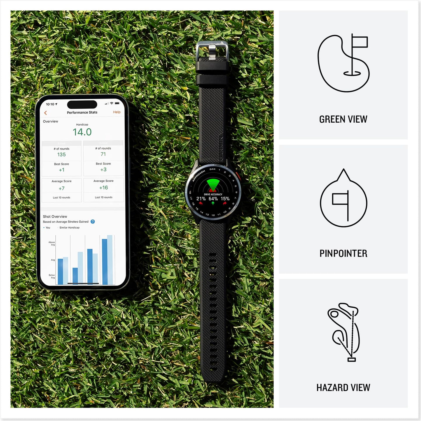Garmin Approach S44 (Silver/Black) Golf Gps Smartwatch Bundle - 1.2 Amoled Display, On-Course Features & 15H Battery Life With P