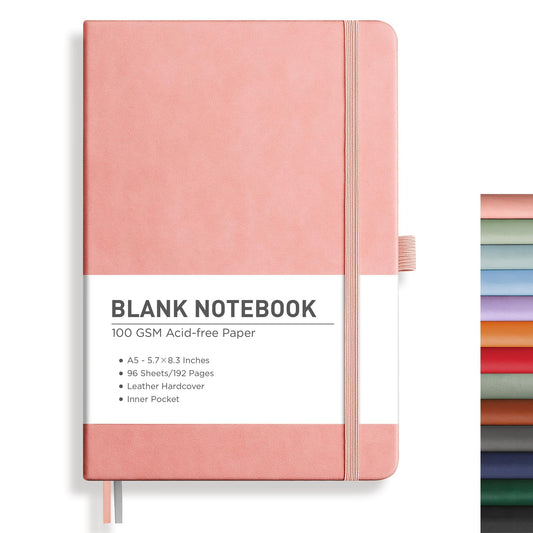 RETTACY Lined Journal Notebook, 192 Numbered Pages, A5 Medium Size (5.7'' x 8.3''), for Men & Women, Journaling, Writing, Work & Office, Leather Hardcover, 100 GSM Thick Paper (Brown)
