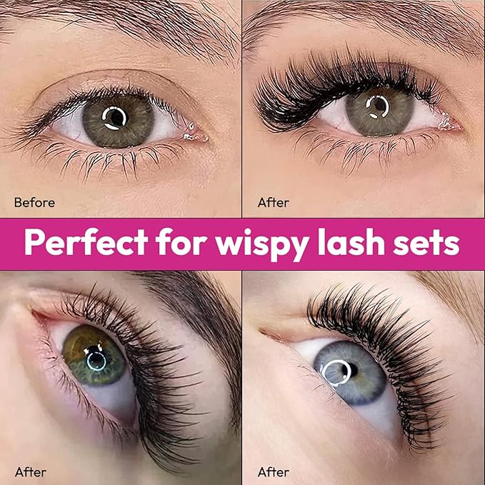 Eyesy Lash 500 Wispy Promade Fans - 5D 0.07 Size 9mm Curl C - Natural Wispy Lashes Loose Premade Lash Fans for Eyelash Extensions Handmade Pre Made Eyelashes for Spiky, Volume, Natural Look