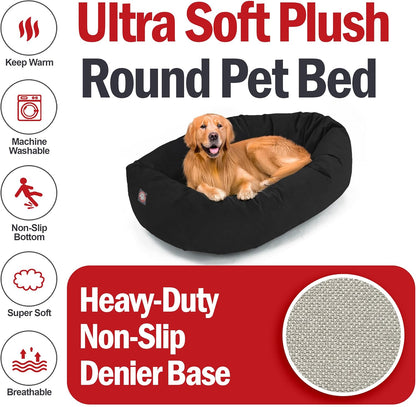 Majestic Pet 40 Inch Suede Calming Dog Bed Washable 40x29x9 (Inch) – Cozy Soft Round Donut Dog Bed with Spine Support for Dogs to Rest Their Head - Pet Bed Large – Black (2025)