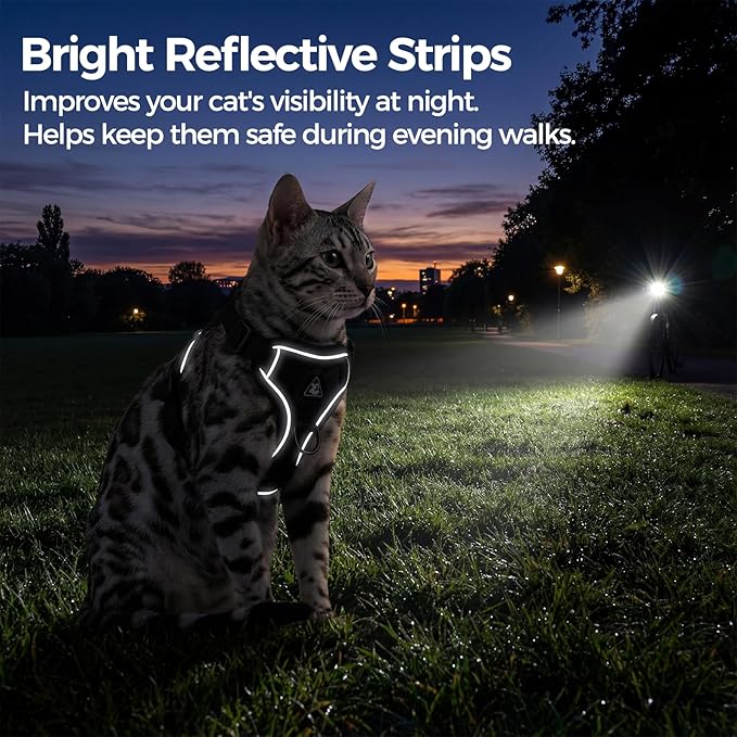 Cat Harness and Leash Set Escape Proof Tactical Large Kitten Harness Emotional Support Cat Vest, Pink, L