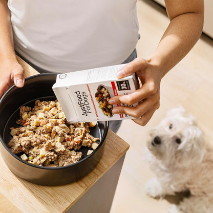 JustFoodForDogs Pantry Fresh Wet Dog Food Complete Meal or Dog Food Topper, Turkey & Whole Wheat Macaroni Human Grade Dog Food Recipe - 12.5 oz (Pack of 12)