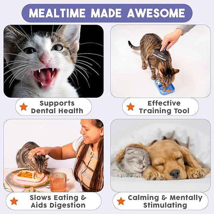 Awoo Sardina - Silicone Dog & Cat Lick Mat + Slow Feeder with Suction Cups - Non-Slip, Dishwasher Safe Pet Dish - Extends Mealtime for Fast Eaters & Reduces Anxiety - for Wet & Dry Food (Cobalt)