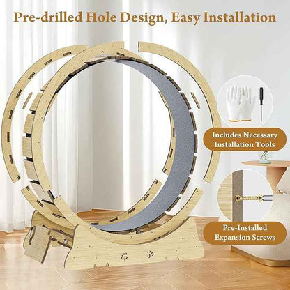 Large Cat Exercise Wheel, Quiet 48" Cat Treadmill for Indoor Cats, Running Wheel with Carpeted Runway & Stability Base, Ideal for Multiple Cats & Large Breeds for Fitness & Active Play