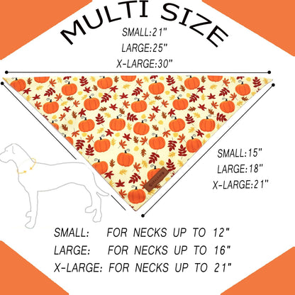 Realeaf Thanksgiving Dog Bandanas 2 Pack, Pumpkins and Happy Thanksgiving Pet Scarf for Boy and Girl, Premium Durable Fabric, Reversible Holiday Bandana for Medium and Large Dogs Pets (Large)