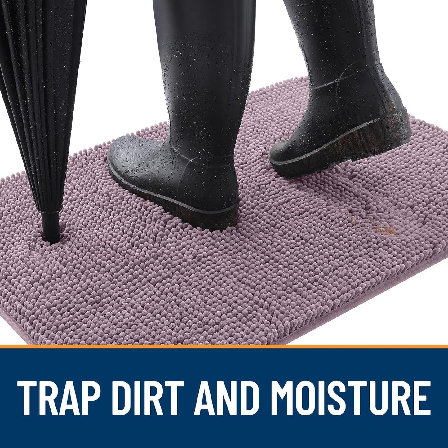 OLANLY Dog Door Mat for Muddy Paws 70x46, Absorbs Moisture and Dirt, Absorbent Non-Slip Washable Doormat, Quick Dry Chenille Mud Mat for Dogs, Entry Indoor Entryway Carpet for Inside Floor, Deep Plum