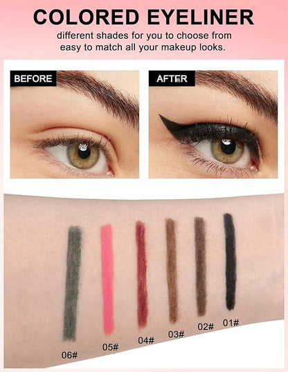 2PCS Burgundy Gel Eyeliner Pencil, Waterproof & Smudge Proof Eyeliner, Colorful Eyeliner Gel Pen, Soft and Smooth Texture, Hypoallergenic Eye Liner Pen Makeup for Women