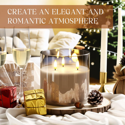 Retisee 1 Pcs 6 X 6 Extra Large Flameless Candles, 3 Wick Glass Large Candles With Remote Control And Timer Function, Real W