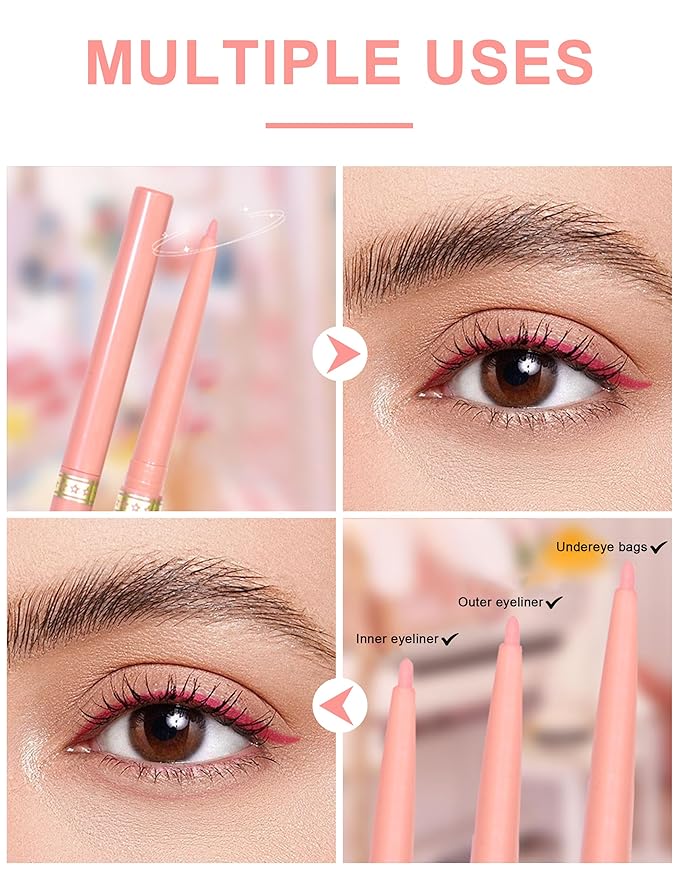 2PCS Burgundy Gel Eyeliner Pencil, Waterproof & Smudge Proof Eyeliner, Colorful Eyeliner Gel Pen, Soft and Smooth Texture, Hypoallergenic Eye Liner Pen Makeup for Women