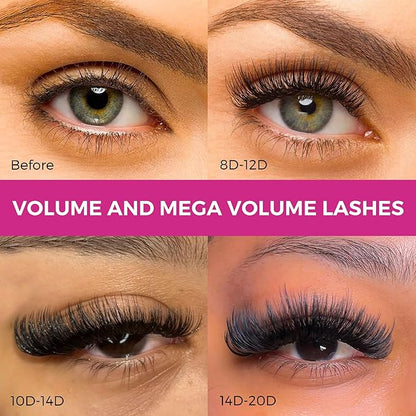 Eyesy Lash 500 Promade Fans - Volume Premade Lash Fans for Eyelash Extensions Pointy Base Handmade Loose Pre Made Eyelashes Middle Stem Soft and Lightweight (8D 0.05 C 14mm)