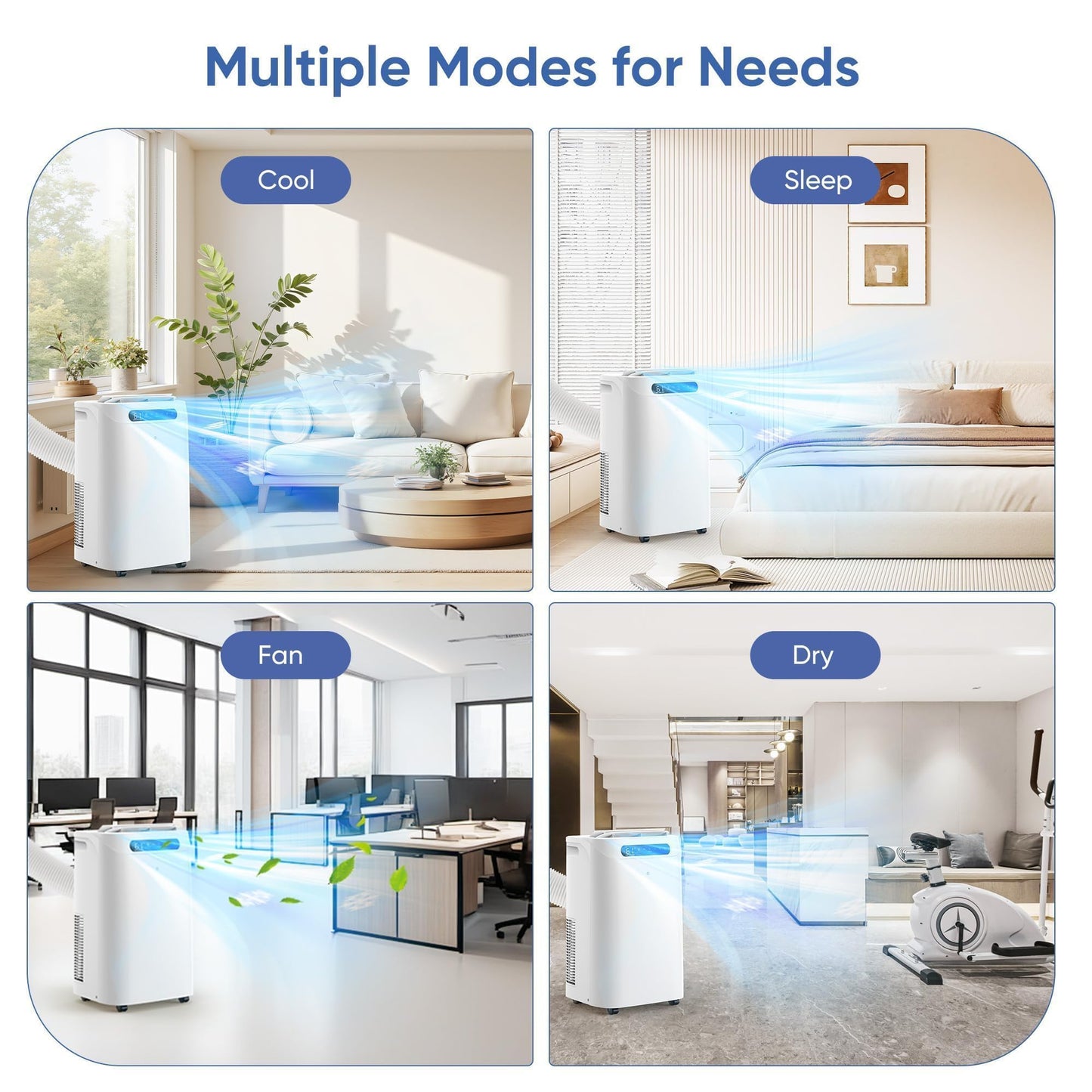 14000 Btu Portable Air Conditioners,Cools Up To 700 Sq.Ft,Portable Ac Unit With Remote Control,Cooling,Fan,Dehumidification,Slee