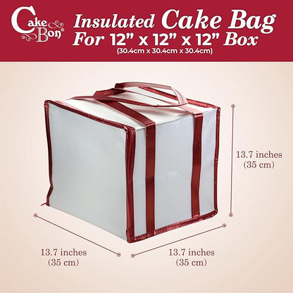 Cakebon 12-Inch Insulated Cake Bag with Ice Pack Sheets – Premium Cooling Solution for Cakes, Pastries & Cupcakes – Durable, Reusable, Moisture-Proof Design for Bakers & Food Deliveries (1-pack)
