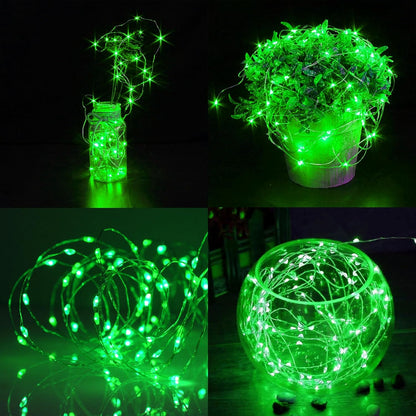 WATERGLIDE 12 Pack Fairy Lights Battery Operated (Included), 7 ft 20 LED Mini String Lights, Waterproof Silver Wire Firefly Starry Light for DIY Christmas St. Patricks Day Mason Jars Decor, Green