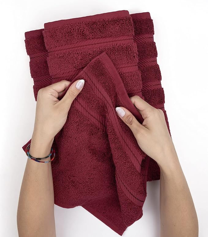 American Soft Linen Premium 3 Piece Towel Set, 1 Bath Towel 1 Hand Towel 1 Washcloth, 600 GSM 100% Cotton Turkish Towels for Bathroom, Bordeaux Red Towel Set