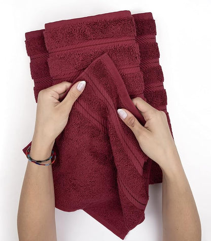 American Soft Linen Premium 3 Piece Towel Set, 1 Bath Towel 1 Hand Towel 1 Washcloth, 600 GSM 100% Cotton Turkish Towels for Bathroom, Bordeaux Red Towel Set