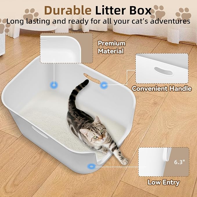 Extra Large High Sided Litter Box,22.6"×14.8"×13.8" XL Cat Litter Box for Indoor Cats,Jumbo Cat Box for Big Cats,Open Top Tall Litter Pan with High Wall,Easy to Clean,Anti-Splashing Design