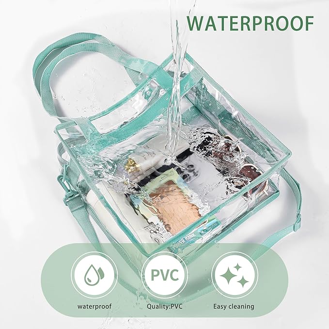 BAGAIL Clear Bags 12x6x12 Stadium Approved Clear Tote Bag with Zipper Closure Crossbody Shoulder Bag with Adjustable Strap