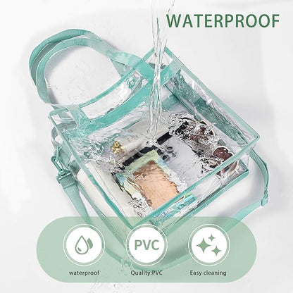 BAGAIL Clear Bags 12x6x12 Stadium Approved Clear Tote Bag with Zipper Closure Crossbody Shoulder Bag with Adjustable Strap