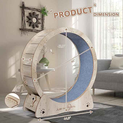 Cat Exercise Wheel, 43" Cat Running Wheel for Indoor Cats with Quiet Carpeted Runway, Cats Treadmill Wheels with Locking Mechanism, Cat's Weight Loss and Health