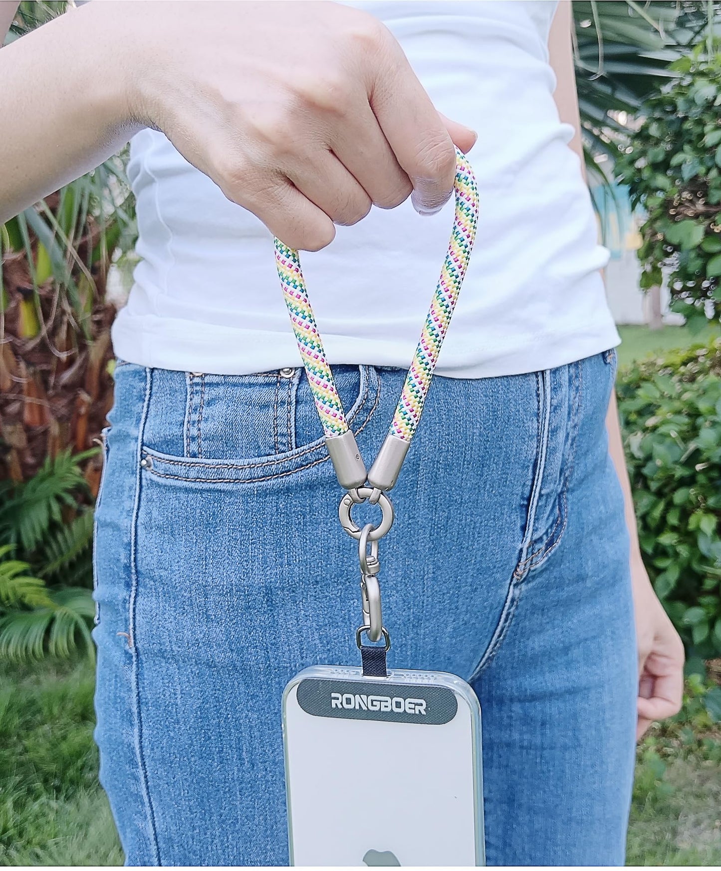 Rongboer Premium Phone Lanyard For Iphone&Android-Stylish Unisex Wrist Strap With Alloy Metal Hook&Reinforced Polyester-R14 (Rai