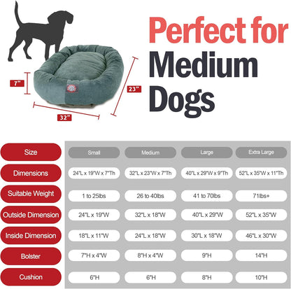 Majestic Pet 32 Inch Micro Velvet Calming Dog Bed Washable 32x23x7 (inch) – Cozy Soft Round Donut Dog Bed with Spine for Head Support - Pet Bed Medium – Azure (2025)